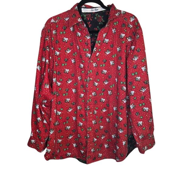 Bin Blaes Christmas Reversible Button Down Shirt Size 2X 0071 - Picture 3 of 9